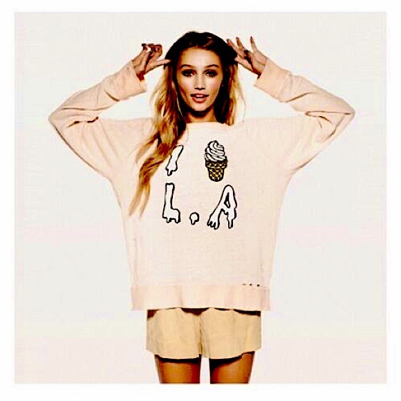 🍦WILDFOX I ❤️ ICE CREAM LA LOVE DISTRESSED SWEATER S - Picture 1 of 6